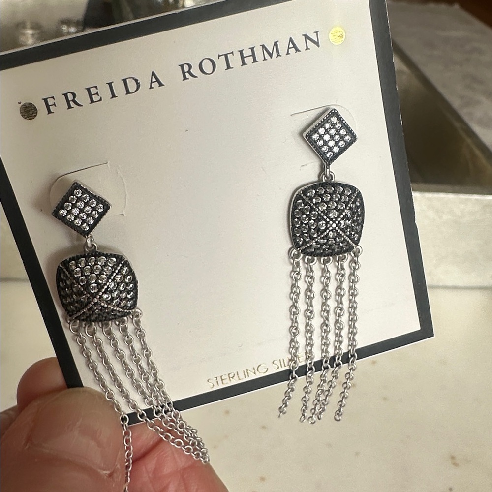 Frieda Rothman Pave Fringe “ Holiday “ Earrings. NWT